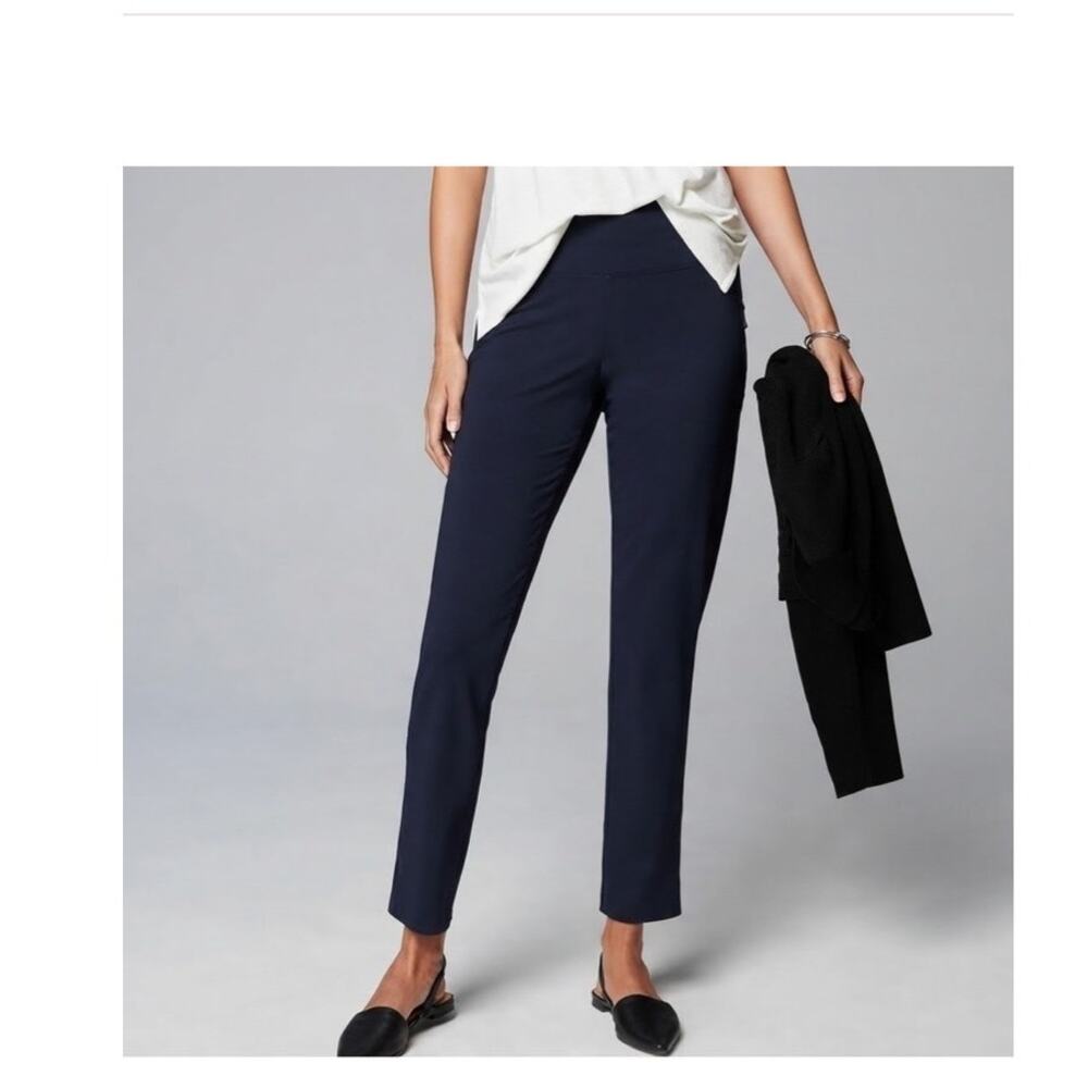 Hugo Boss Tiluna Trouser Ponte Pants Tapered Side Zip Ankle Navy Blue Size US 12
